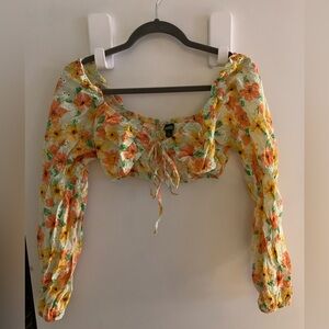 Wild Fable Floral Puff Sleeve Crop Top